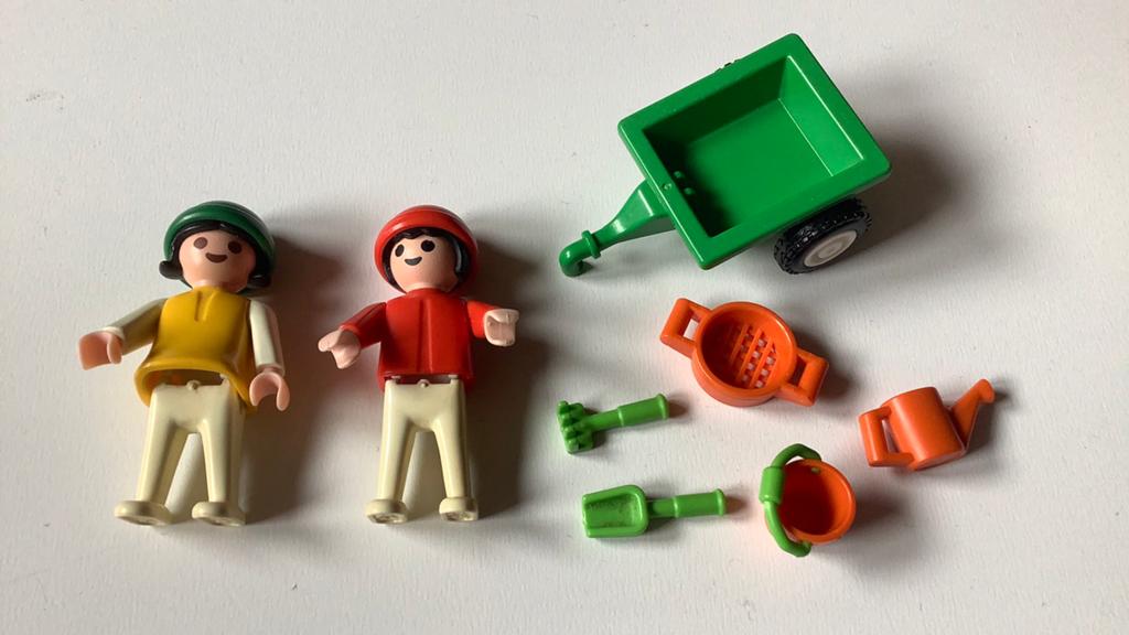 Playmobil 3595 set kinderen aanhanger gieter emmmer vintage, Ophalen, Gebruikt, Los playmobil