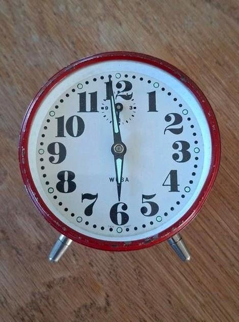 Vintage Wuba Wekker - Rood, Made in Germany, Antiek en Kunst, Antiek | Klokken, Ophalen of Verzenden