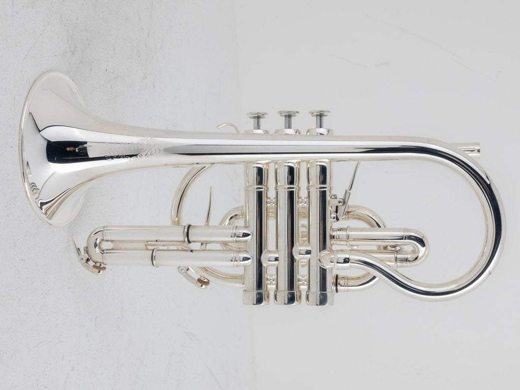 Gebruikte Cornet Adams CN-1 messing verzilverd incl. gigbag, -, Ophalen of Verzenden, Zo goed als nieuw, Koperblazer