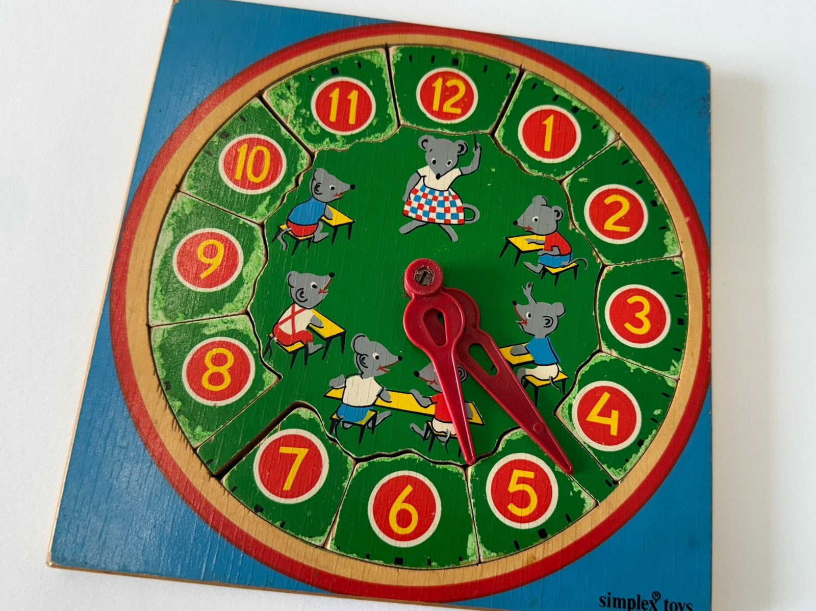 Simplex puzzel klokkijken met muisjes, 2 tot 4 jaar, Gebruikt, 10 tot 50 stukjes, Ophalen of Verzenden