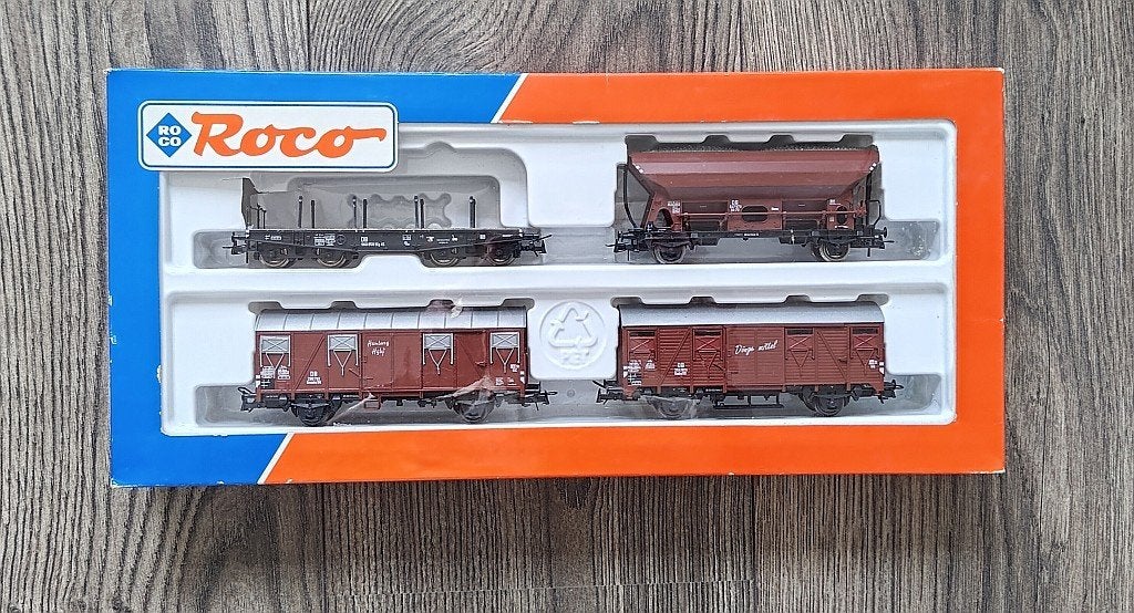 Roco 44079 - set met 4 goederenwagens, Ophalen, Gelijkstroom, Wagon, Zo goed als nieuw