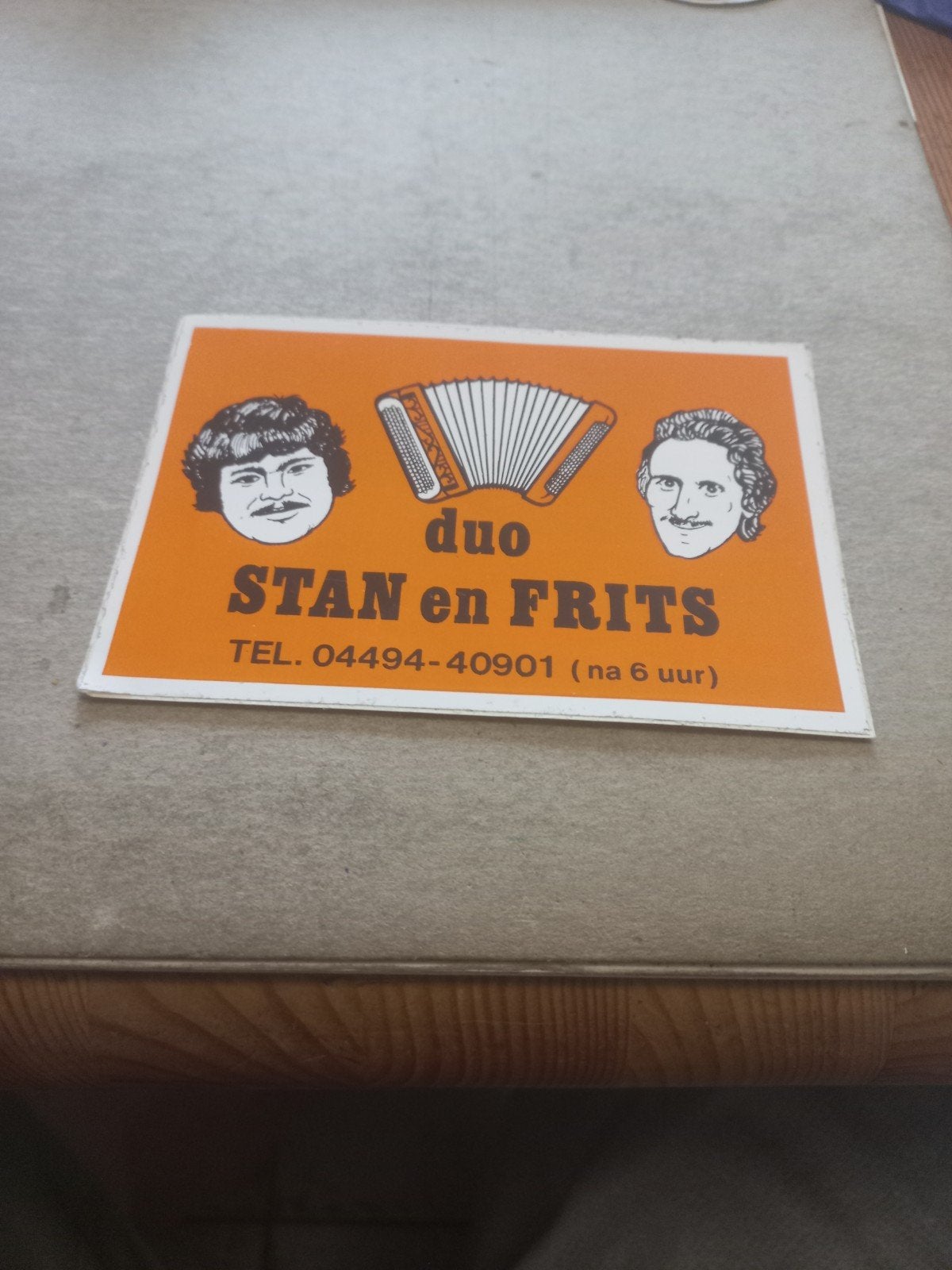 Vintage Accordeon Duo Stan en Frits Promotie Sticker, Ophalen of Verzenden, Gebruikt