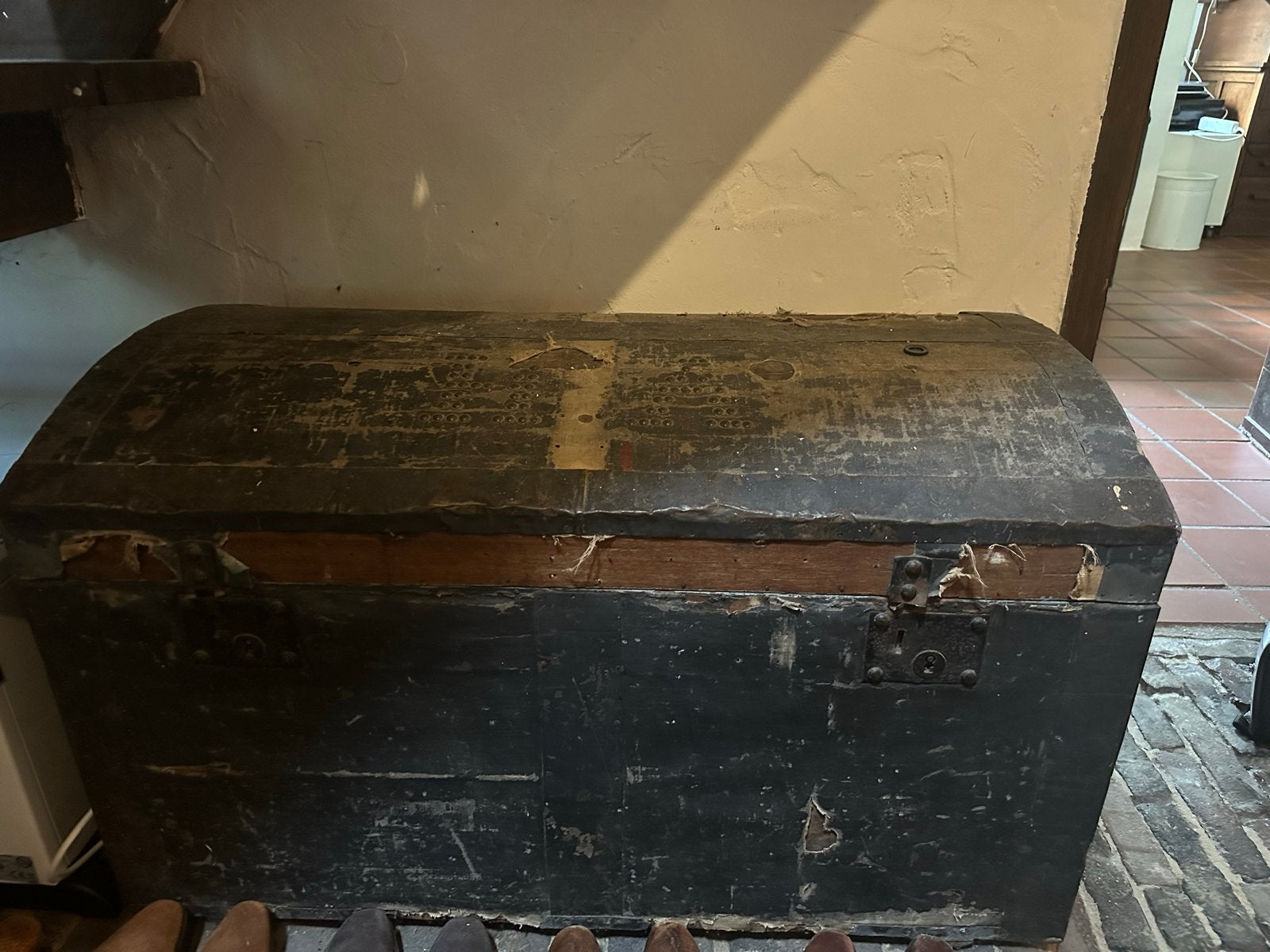 Antieke houten kist / dekenkist, Ophalen