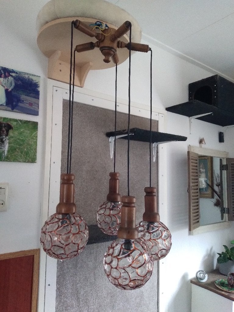 Vintage plafondlamp glashutte limburg, Huis en Inrichting, Lampen | Plafondlampen, Vintage, Ophalen of Verzenden, Zo goed als nieuw