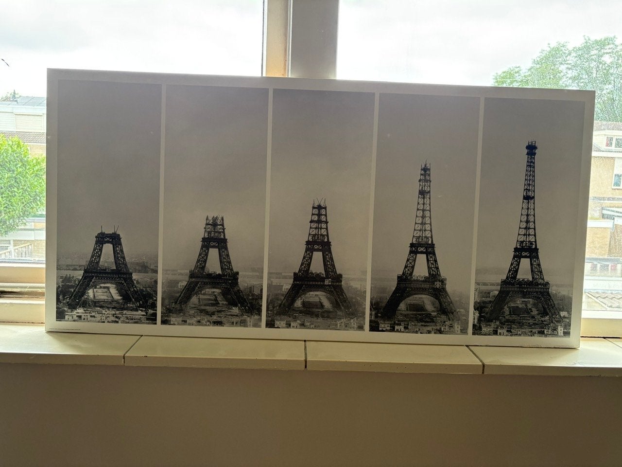 Canvas Eiffeltoren: Bouw in 5 fasen, Ophalen, Gebruikt, 75 tot 100 cm, Print