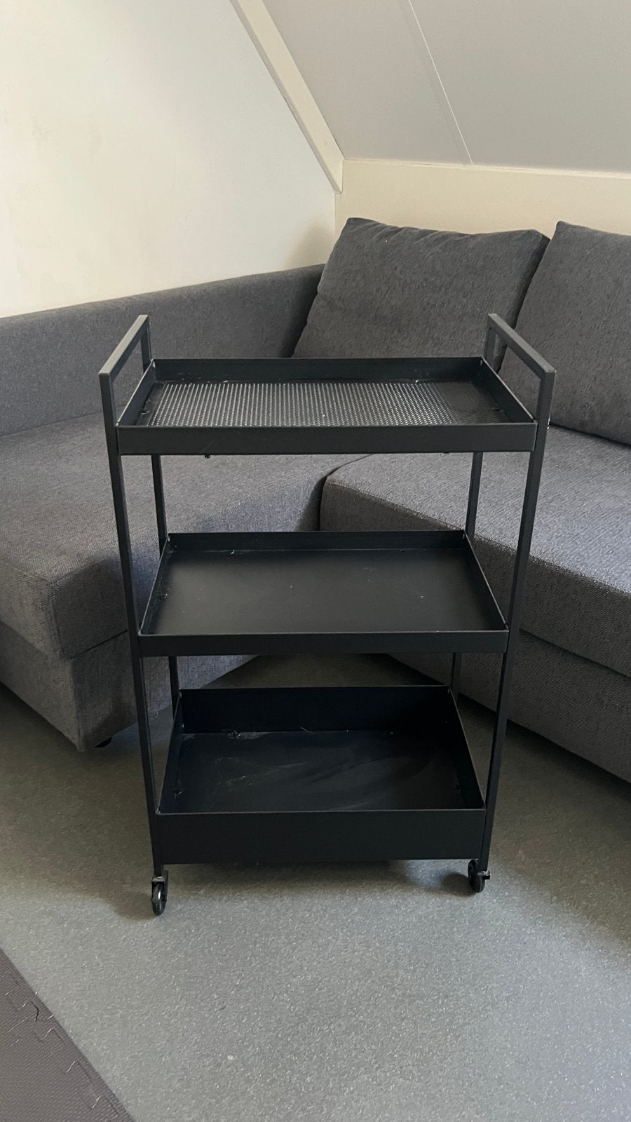 Ikea trolley met wielen - Zwart metalen serveerwagen, Huis en Inrichting, Woonaccessoires | Overige, Ophalen, Gebruikt, Zwart
