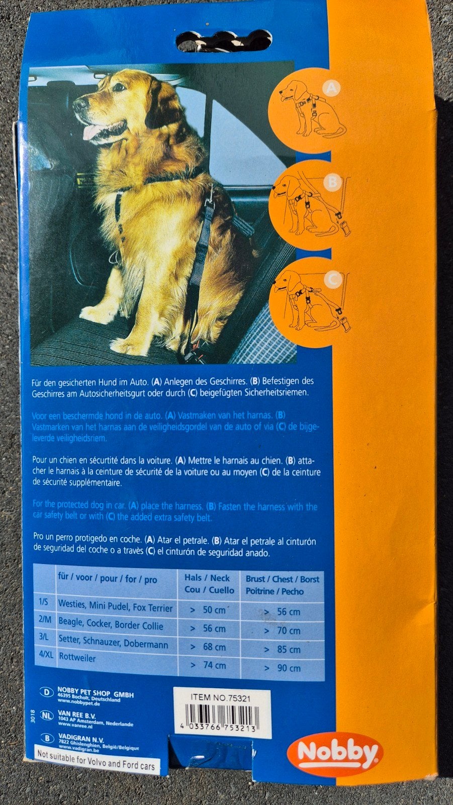 Nobby veiligheidsharnas voor vervoer van een hond in de auto, Overige merken, Ophalen of Verzenden, Zo goed als nieuw, Hondenautostoel