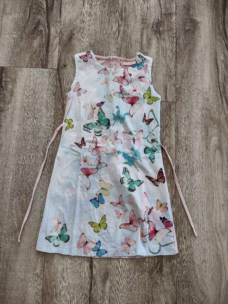 Prachtige wit roze jurk met gekleurde vlinders Someone, 128., Meisje, Onb, Ophalen of Verzenden, Someone