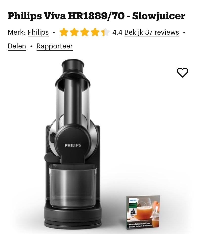 Philips Viva HR1889/70 - Slowjuicer (Zo goed als nieuw), Ophalen, Zo goed als nieuw, Elektrisch, Slowjuicer
