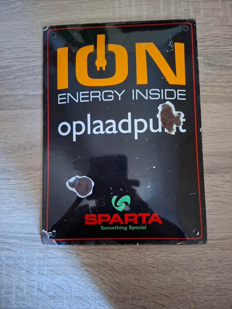 Emaille bord Sparta Oplaadpunt ION Energy Inside, Ophalen of Verzenden