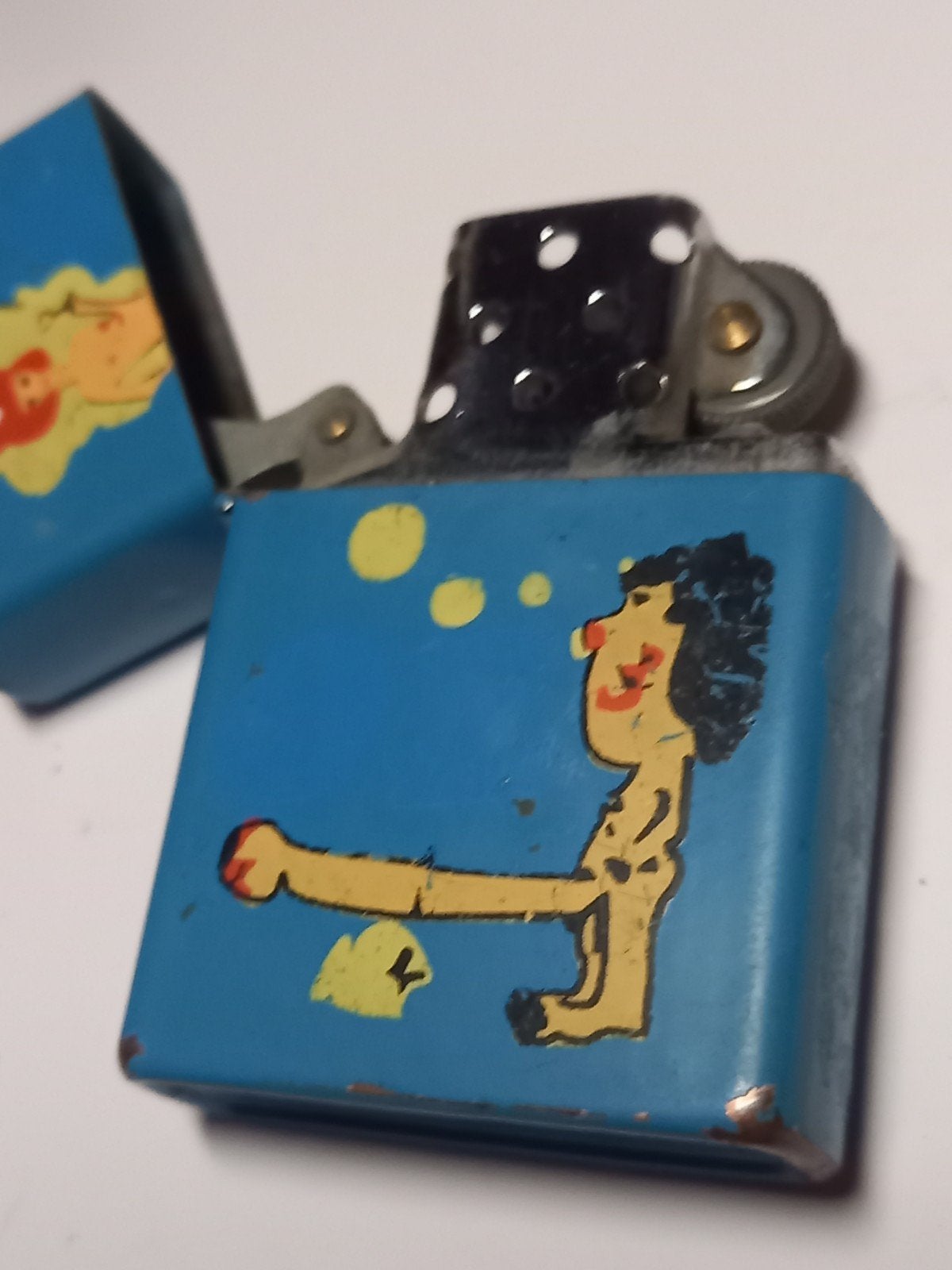 Vintage blauwe stormaansteker – retro cartoon (jaren 70/80), Verzamelen, Ophalen of Verzenden, Gebruikt, Aansteker