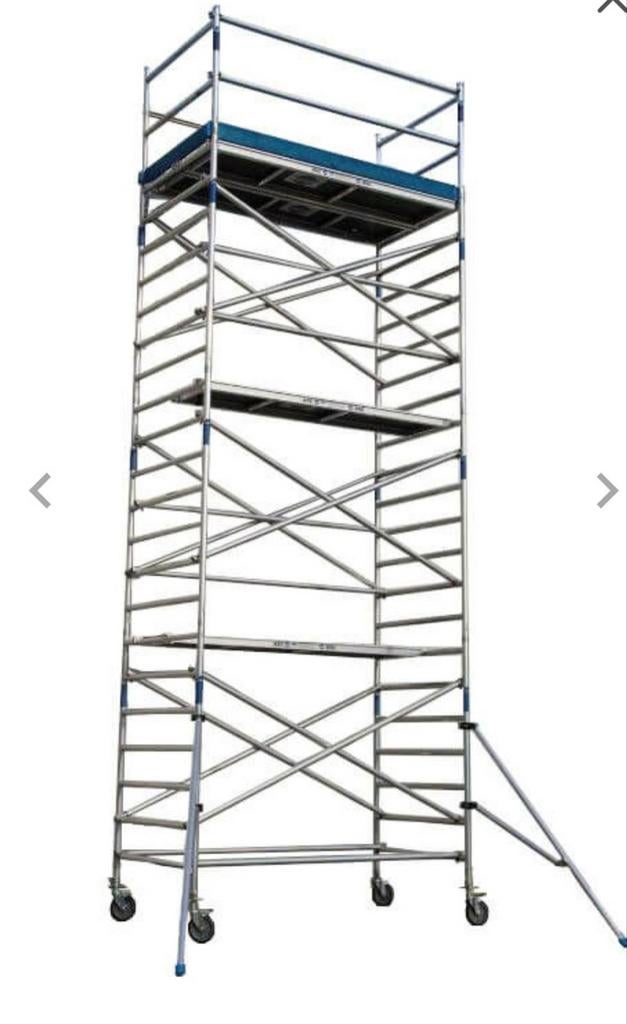 Alliminium steiger TE huur, Ophalen of Verzenden, Zo goed als nieuw, Rolsteiger of Kamersteiger, 5 meter of hoger