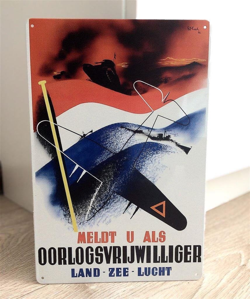 Oorlogsvrijwilliger Propaganda metalen wandbord naar Affiche, Verzamelen, Militaria | Tweede Wereldoorlog, Verzenden, Overige soorten