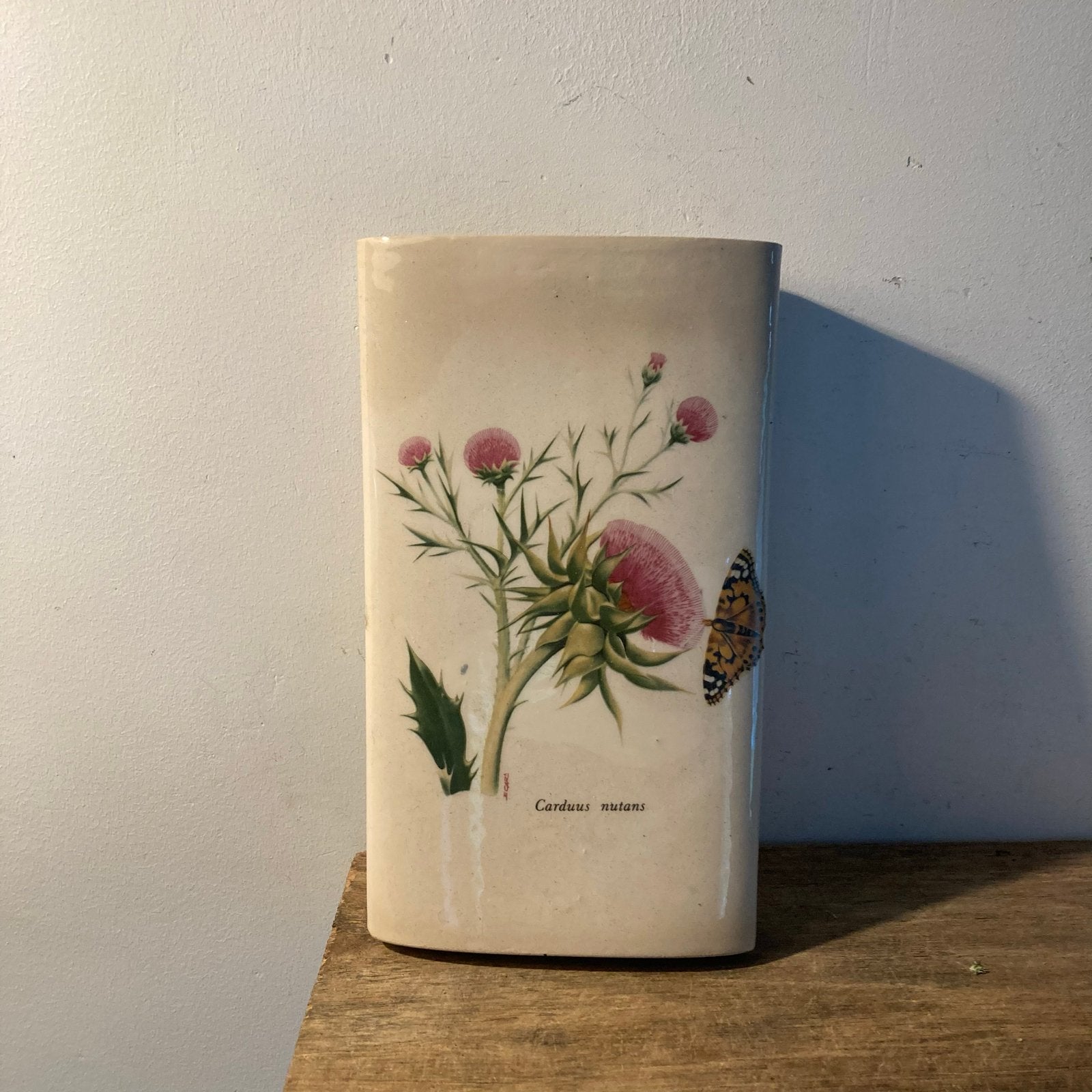 Vintage Verwarmingswaterbakje met Distel Afbeelding, Ophalen of Verzenden