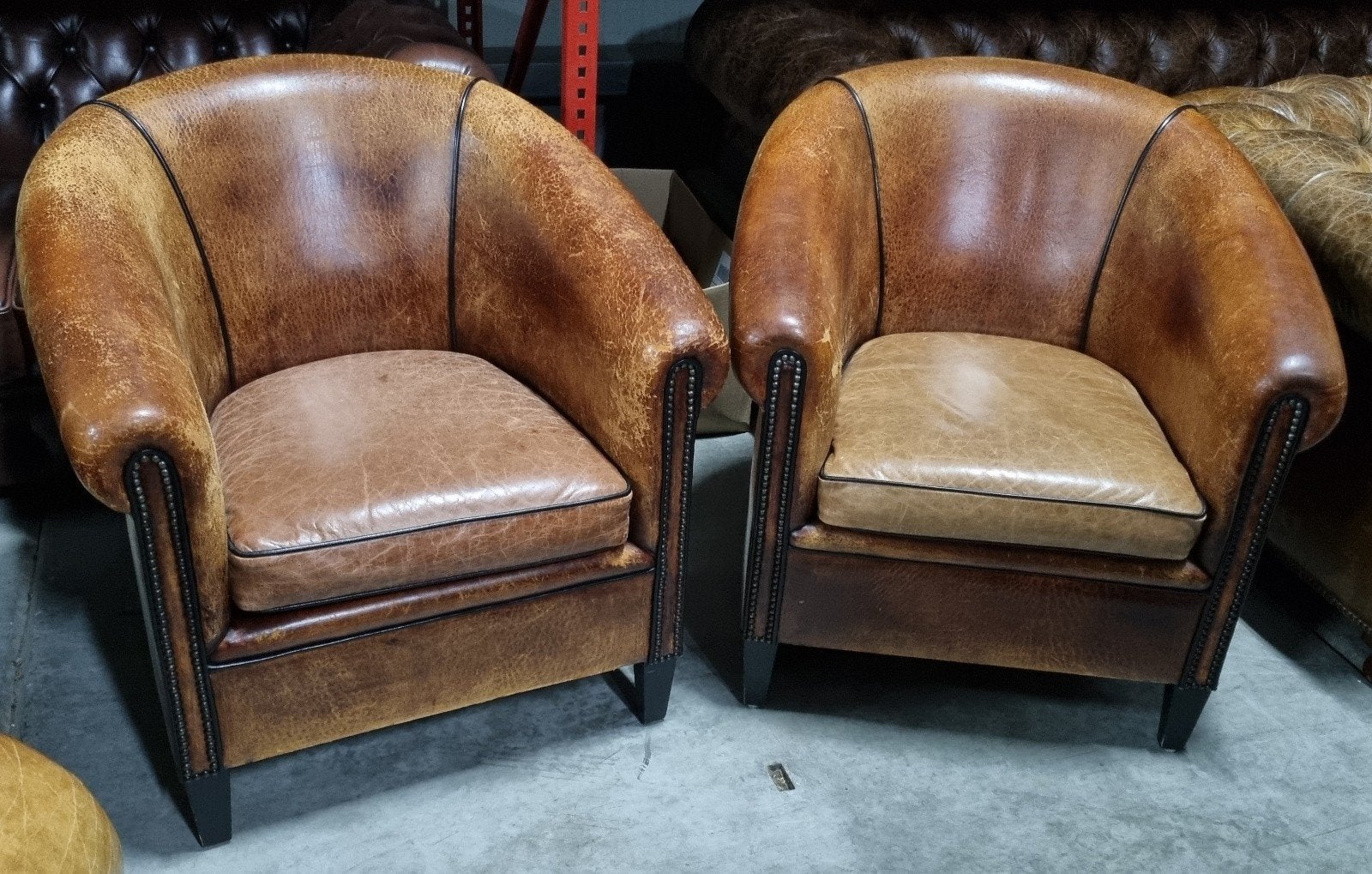 2x Chesterfield lounge fauteuil + BEZORGING GRATIS, Huis en Inrichting, Gebruikt, ., Vintage, Ophalen of Verzenden