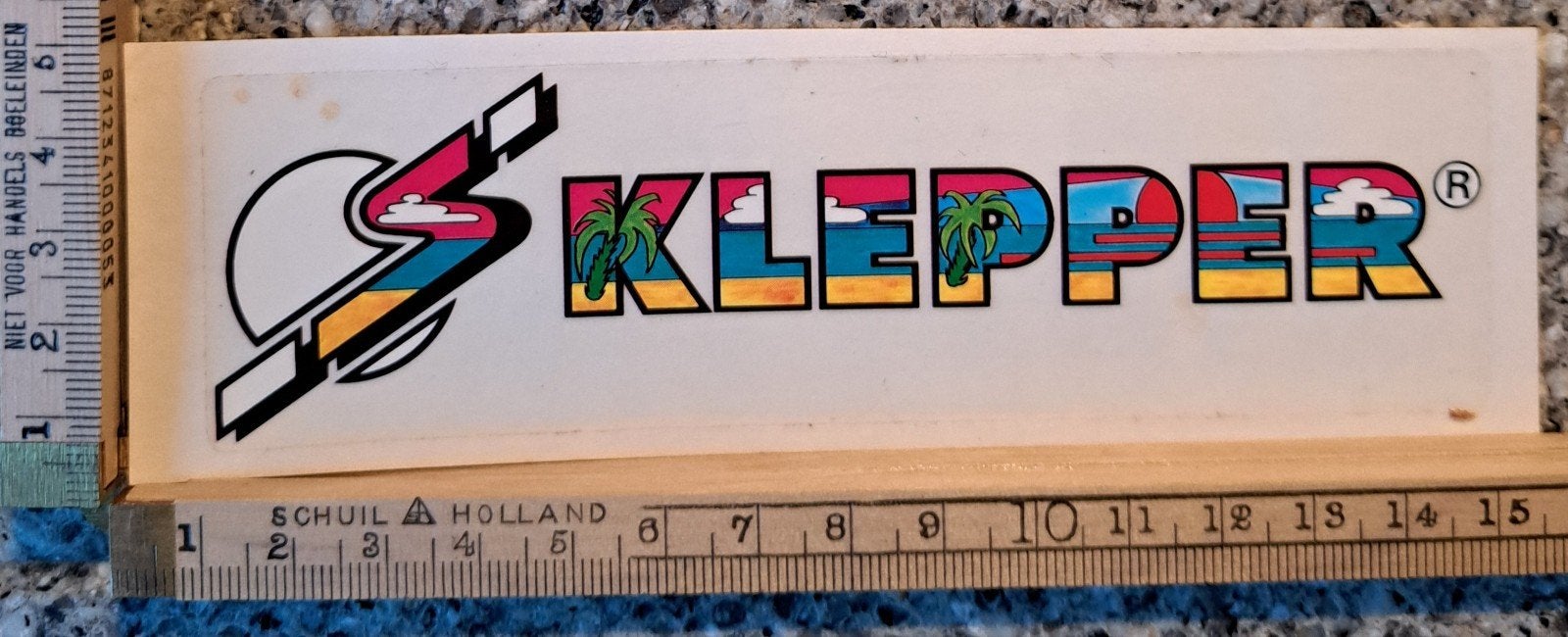 Vintage kleurrijke sticker Klepper windsurfen boot merk, Ophalen of Verzenden, Zo goed als nieuw
