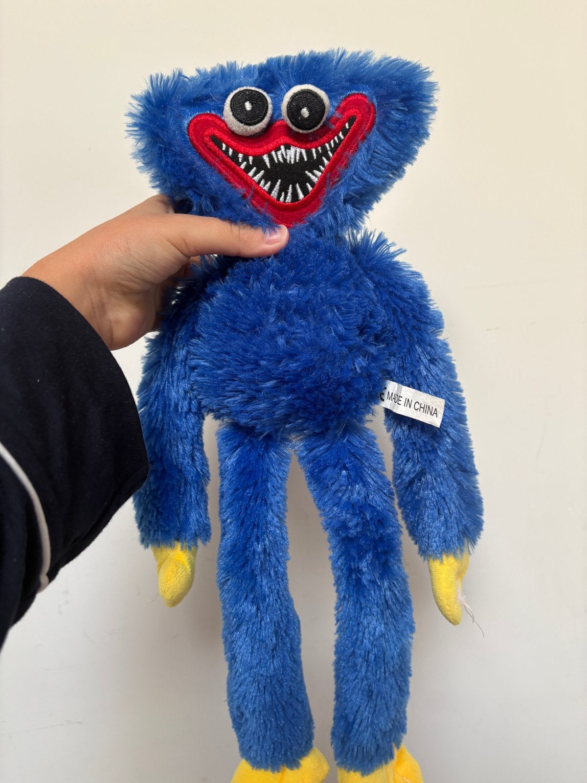 Huggy Wuggy Knuffel - Blauw met klitterband handen, Overige karakters, Overige typen, Blauw, Ophalen of Verzenden