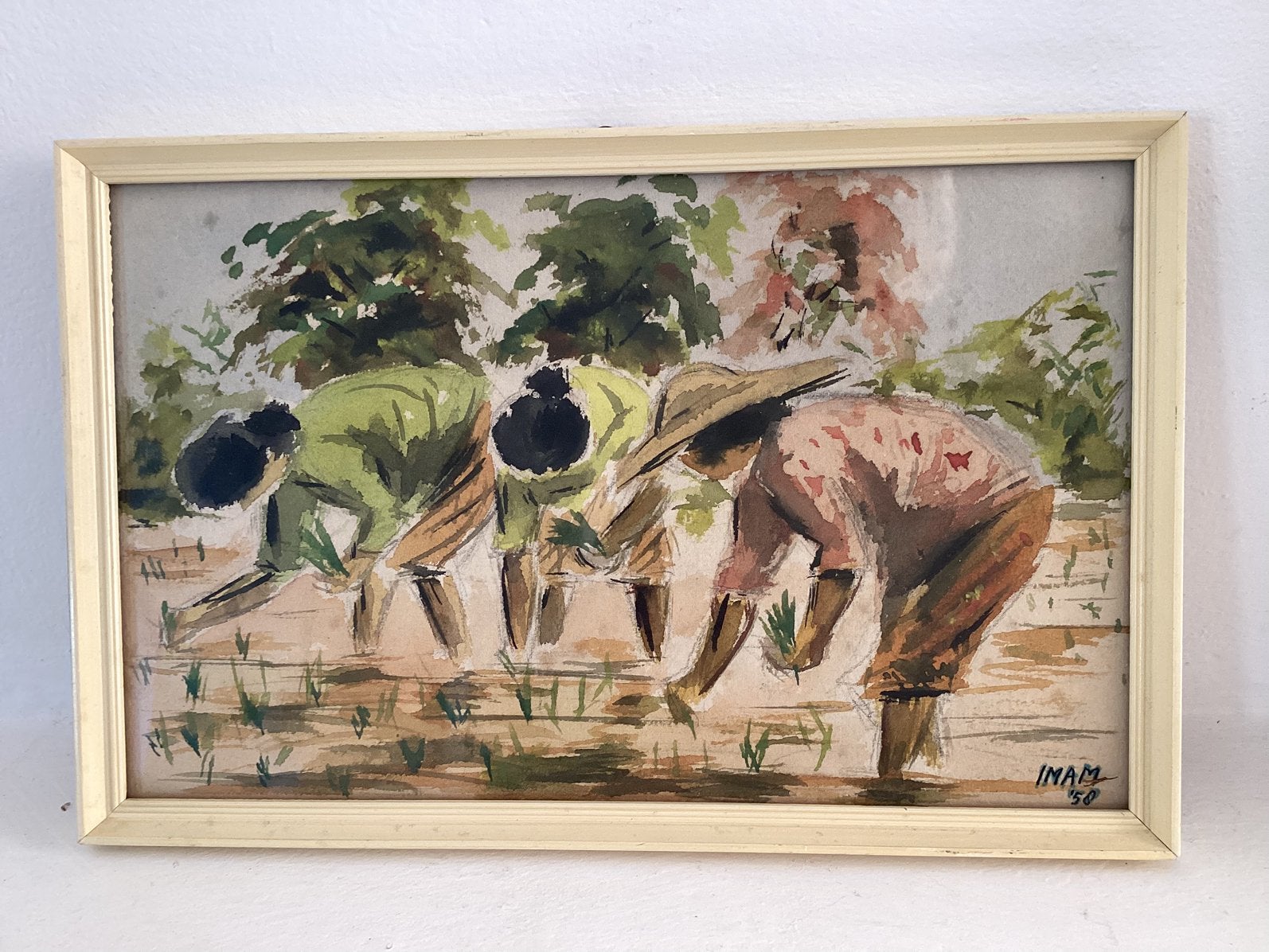 Kleine aquarel rijst planten, Ophalen of Verzenden