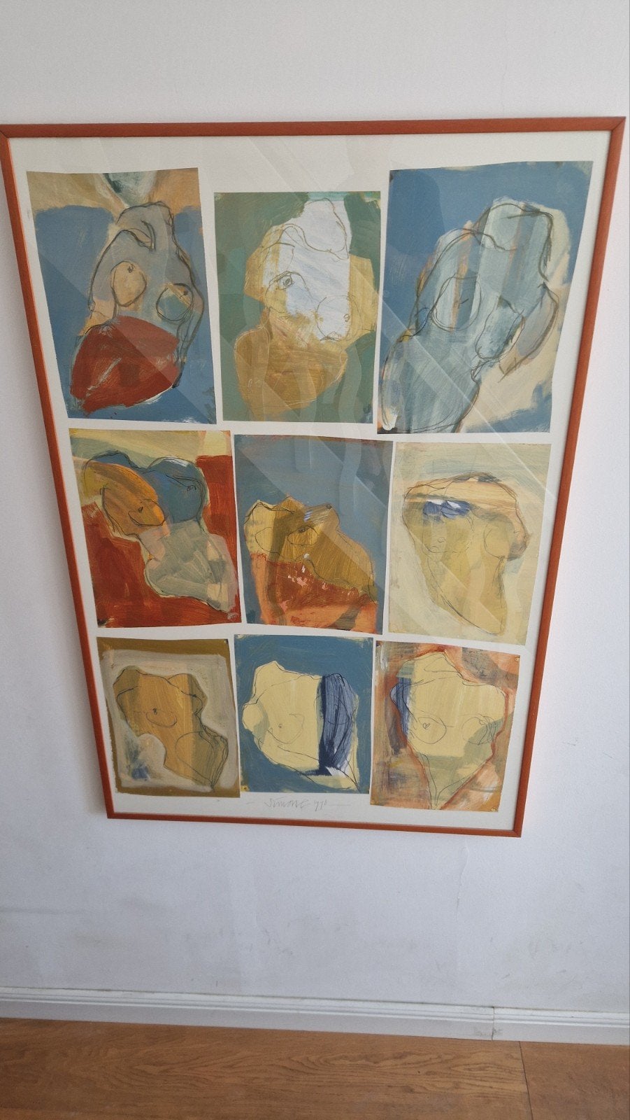 Abstracte van Simone van Raaij. 156 x105 cm, Antiek en Kunst, Ophalen, Figuren, Aquarel, Papier/karton