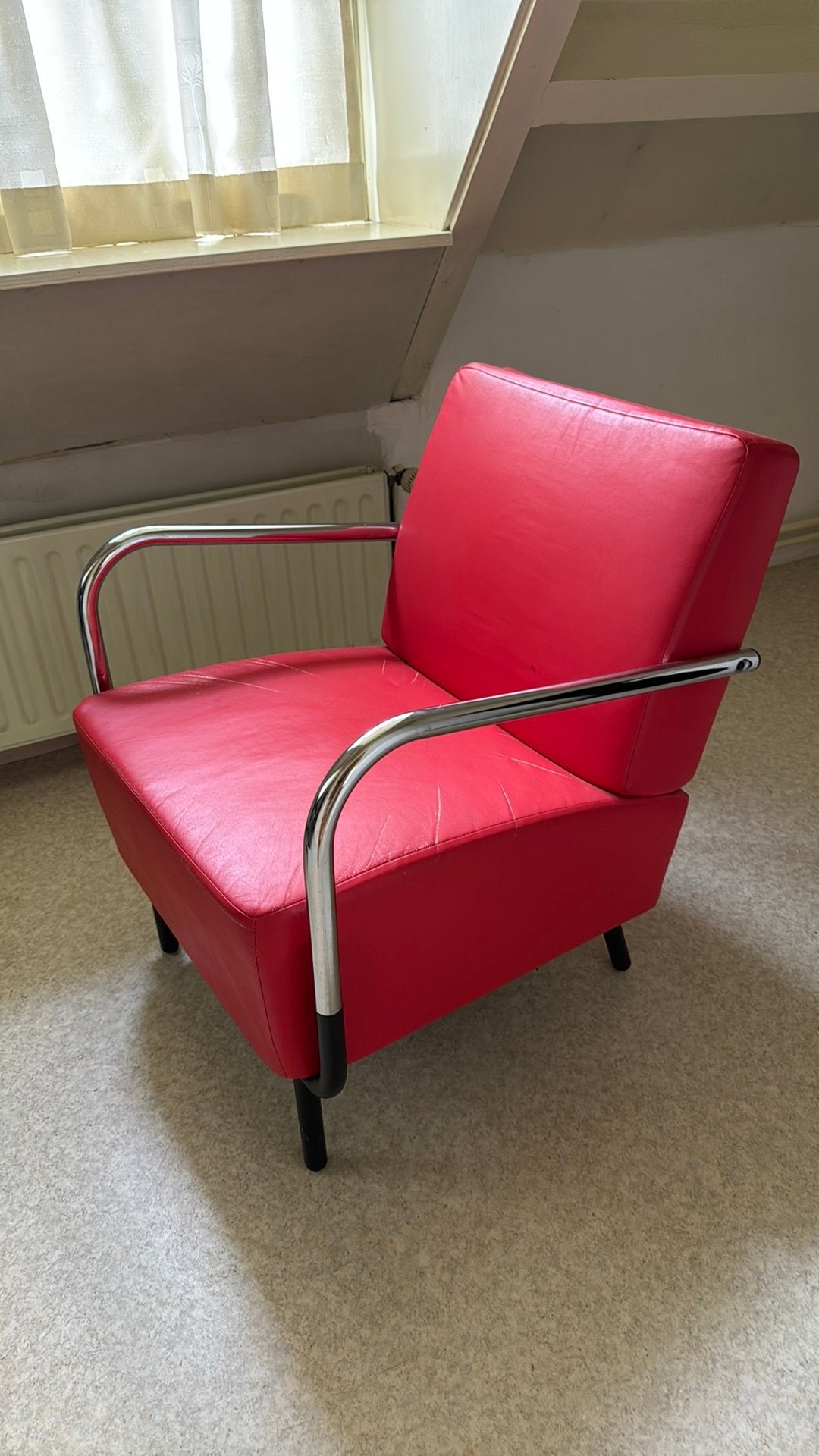 Mooie vintage fauteuil 1970-1980, Ophalen, Zo goed als nieuw, 50 tot 75 cm, Leer