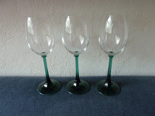 Wijnglazen met groene voet - 6 stuks, Ophalen of Verzenden