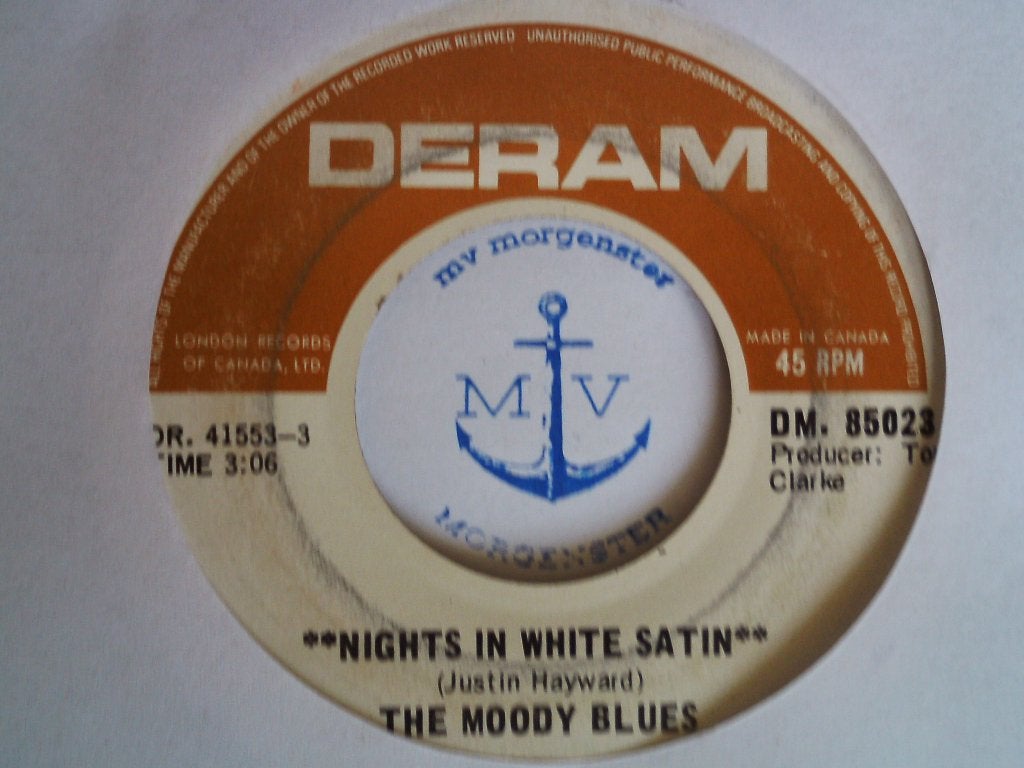 The Moody Blues - Nights in White Satin (45 RPM vinyl) 20s, 7 inch, Ophalen of Verzenden, Zo goed als nieuw, Pop