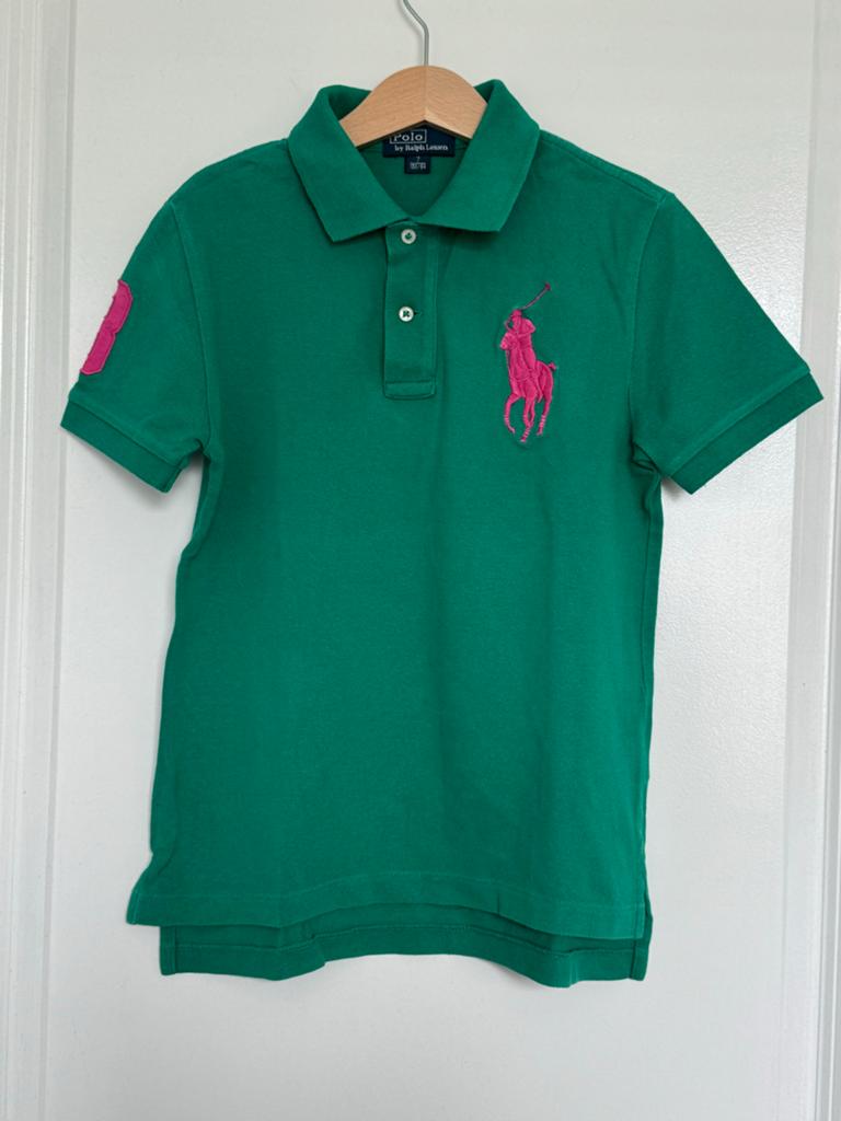 Polo Ralph Lauren Poloshirt Groen Maat7, Kinderen en Baby's, Kinderkleding | Maat 122, Ophalen of Verzenden, Gebruikt, Jongen