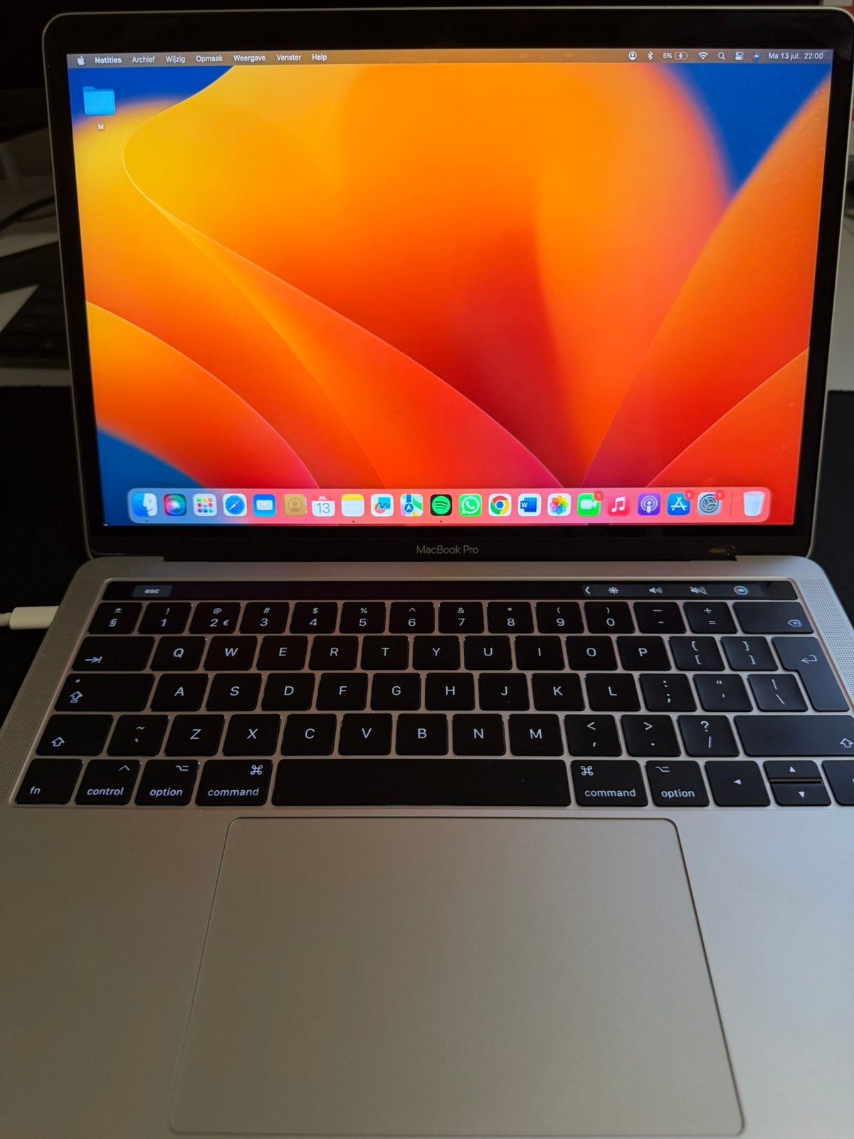 Macbook Pro 2017 - 13 inch Touch bar, Gebruikt, 256 GB, Qwerty, 13 inch