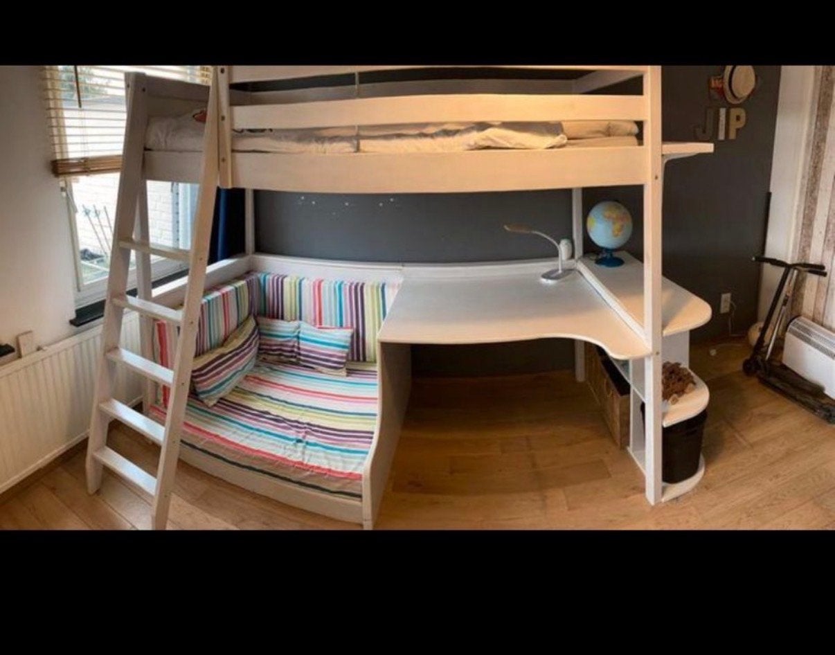 Half Hoogslaper met bureau en bankje, Ophalen, Gebruikt, Eenpersoons, 200 cm