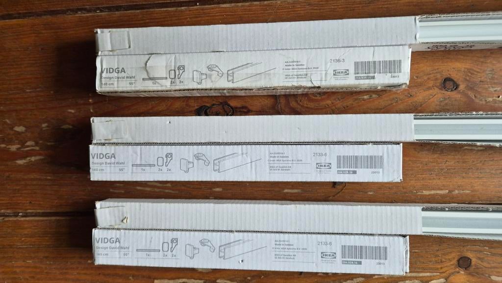 Ikea Vidga design david wahl gordijn rails 3x 140 cm wit, Ophalen, 100 tot 150 cm, 200 cm of meer, Wit