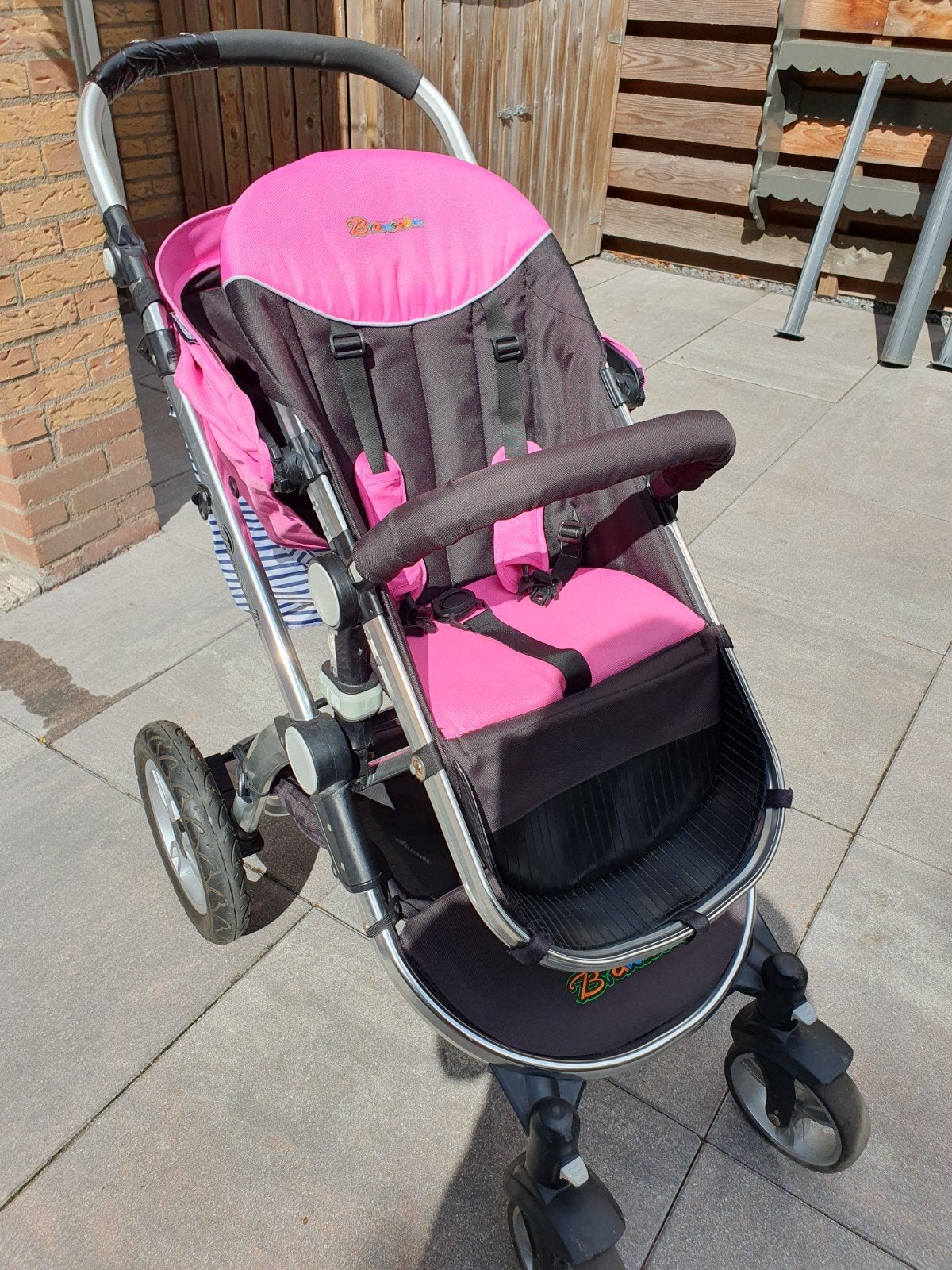 Roze inklapbare wandelwagen met accessoires, Kinderen en Baby's, Ophalen of Verzenden, Zo goed als nieuw, Regenhoes