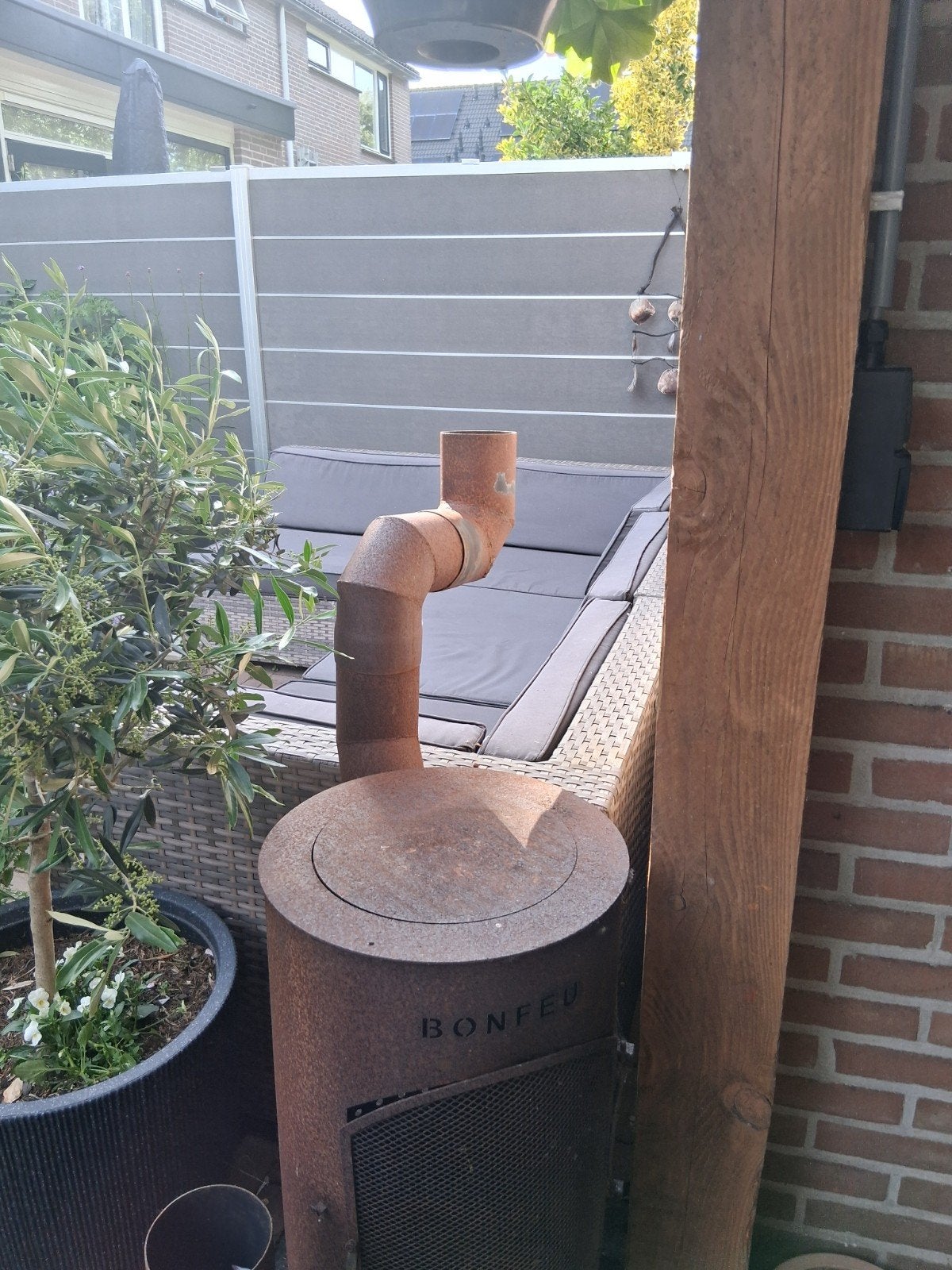 Bonfeu vuurton/buitenhaard met rookkanaal, Tuin en Terras, Ophalen, Gebruikt, Vuurton