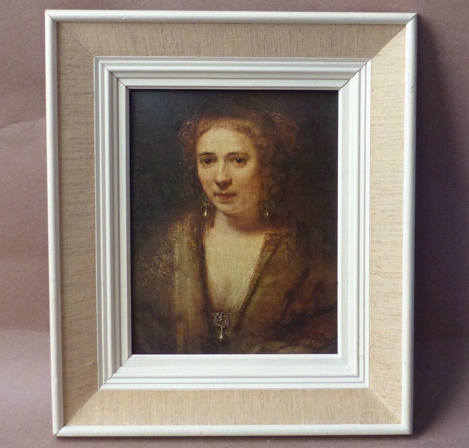 Hendrickje Stoffels print in lijst Rembrandt van Rijn, 36 cm, Gebruikt, Klassiek, Ophalen of Verzenden