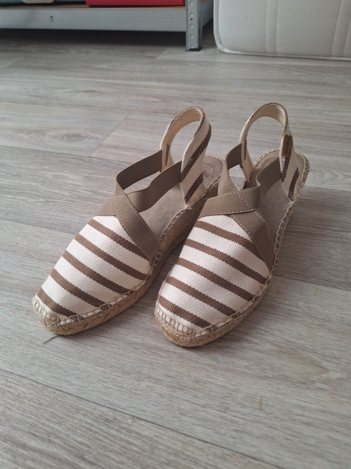 Espadrilles met strepen, maat 39, Ophalen of Verzenden, Gedragen, Bruin, Espadrilles of Moccasins