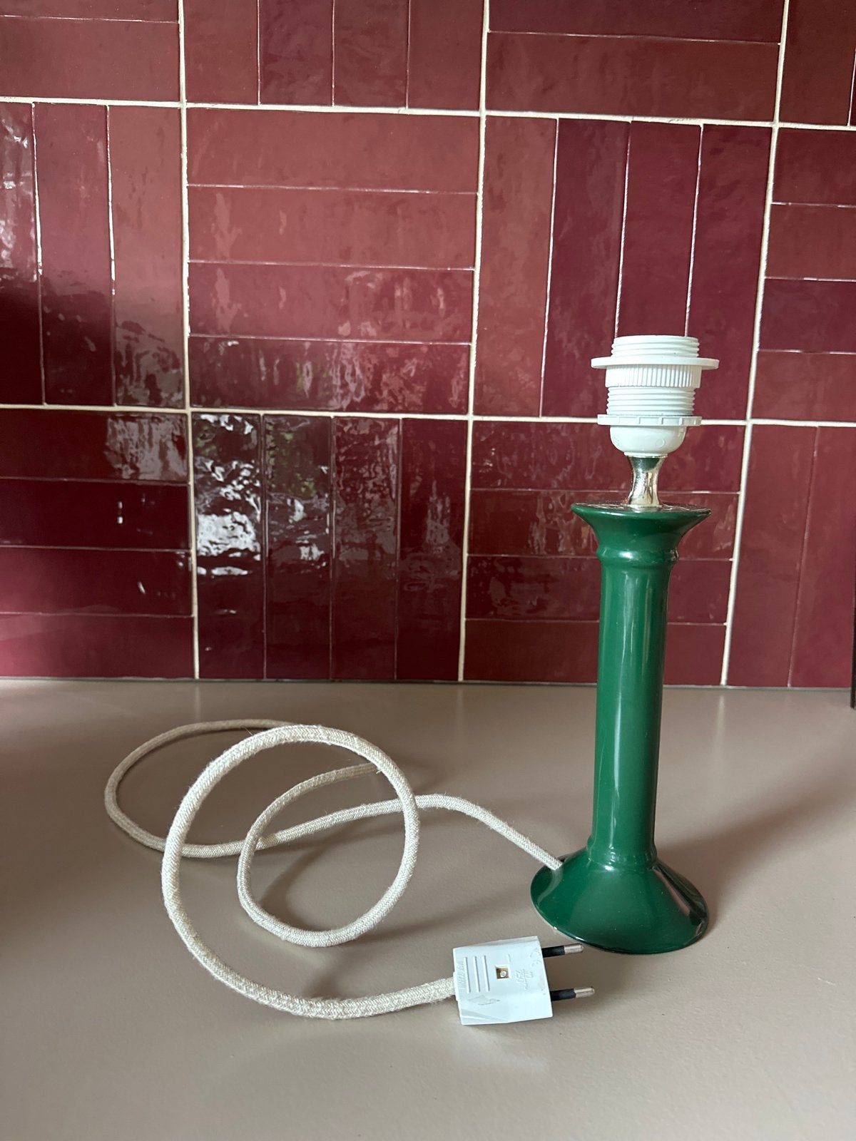 Vintage groene tafellamp - E27 fitting, Ophalen of Verzenden