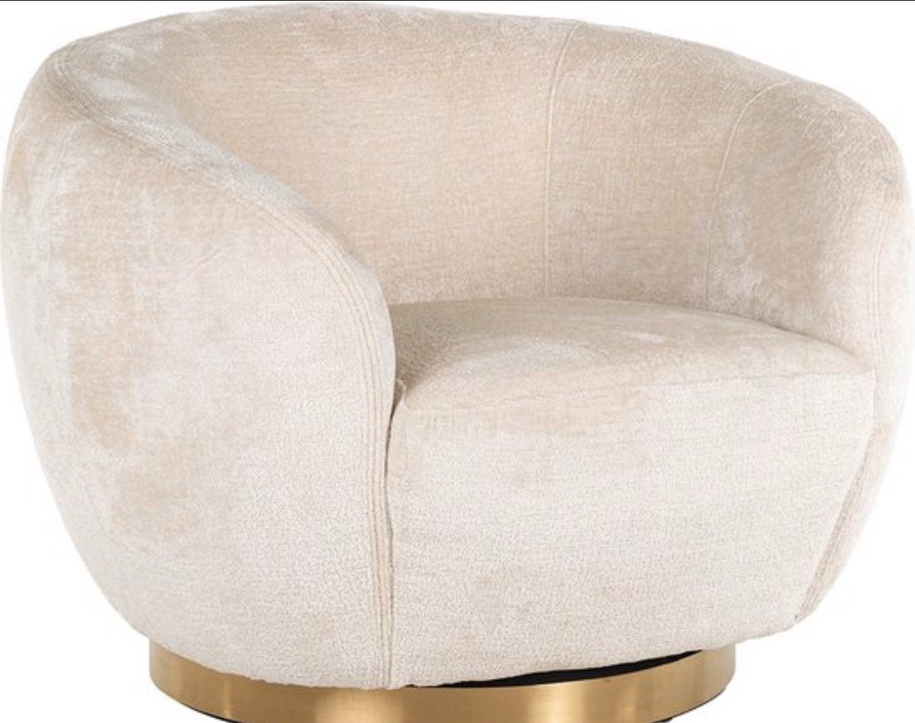 Luxe Richmond Interiors fauteuil – crème/white boucle – goud, Ophalen, Zo goed als nieuw