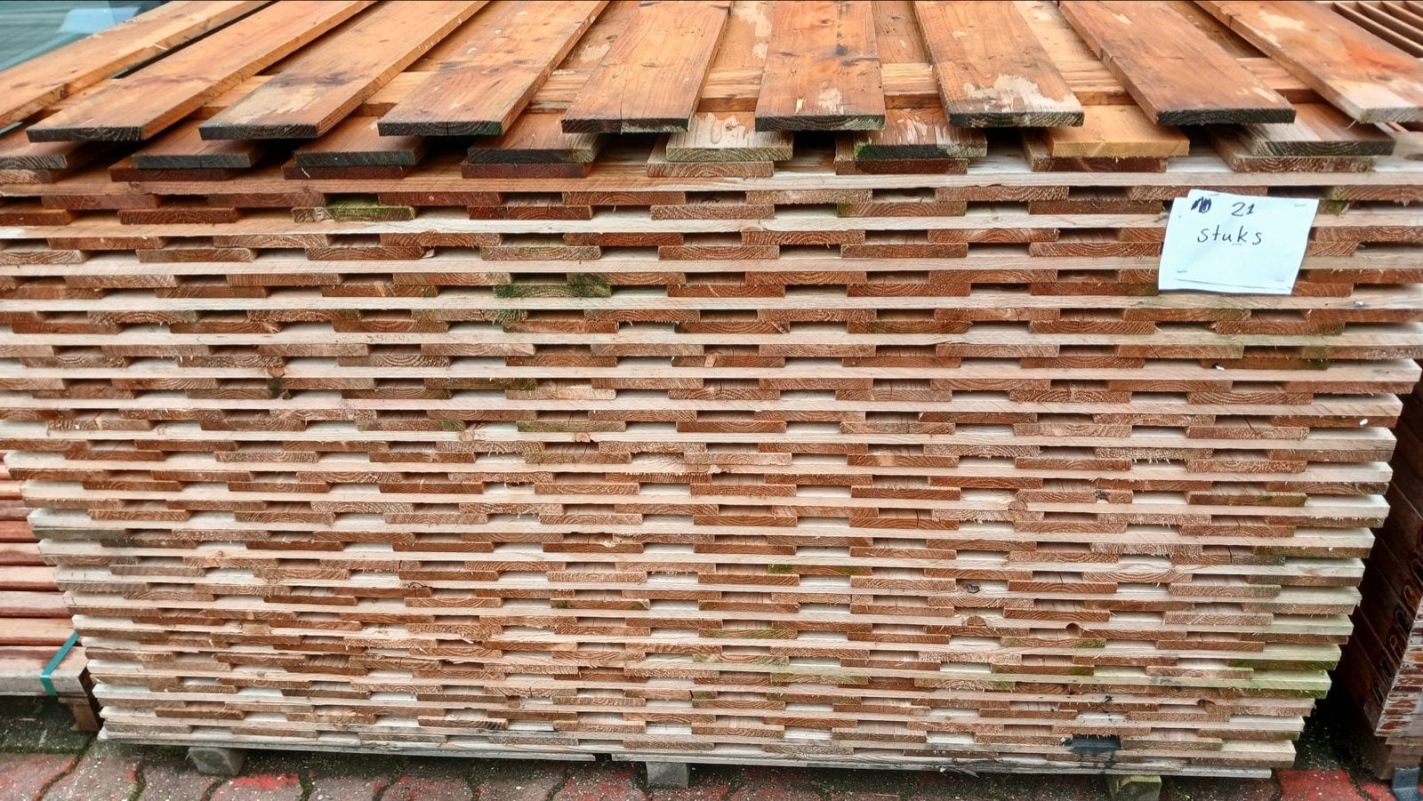 lariks schermen tuinscherm 180x180 cm 17 plankjes 16x140., Gebruikt, 25 tot 50 mm, Ophalen of Verzenden, 250 tot 300 cm