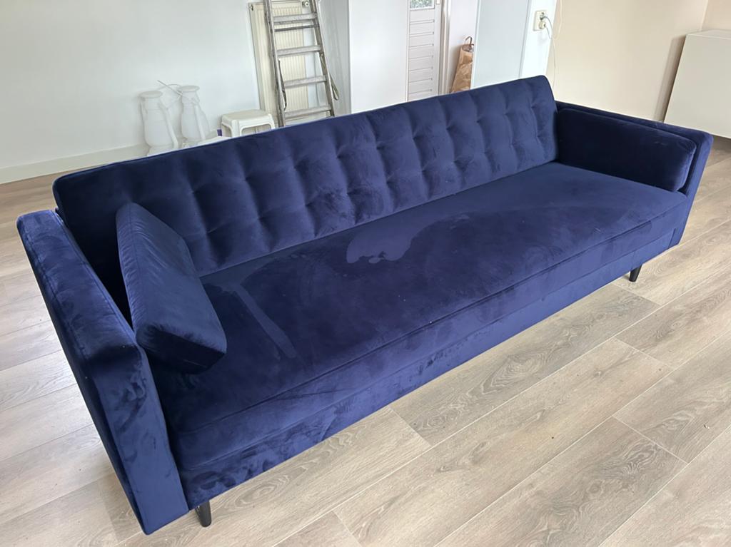 Fraaie blauwe bank, Huis en Inrichting, Banken | Bankstellen, 150 tot 200 cm, Tweepersoons, 75 tot 100 cm, Ophalen of Verzenden
