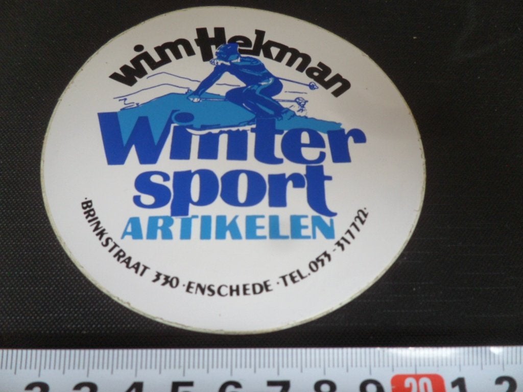 sticker enschede WIM HEKMAN wintersport artikelen brinkstr, Verzamelen, Ophalen of Verzenden, Zo goed als nieuw