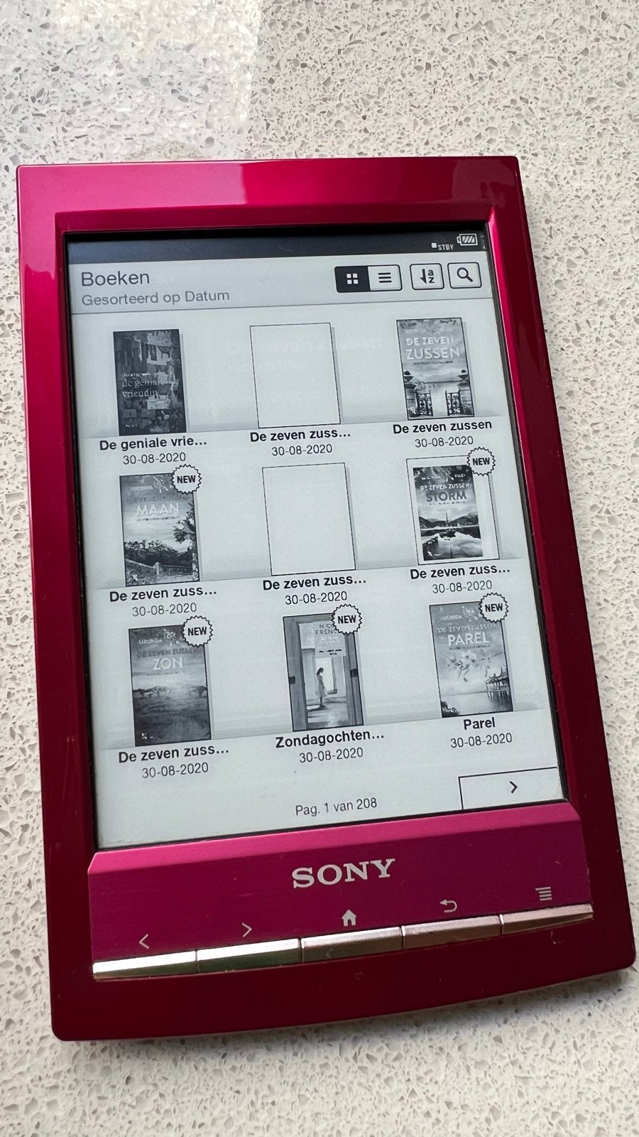 Sony Reader PRS-T1 e-reader rood met hoes en lampje, Computers en Software, Ophalen, Gebruikt, 4 GB of minder, Touchscreen