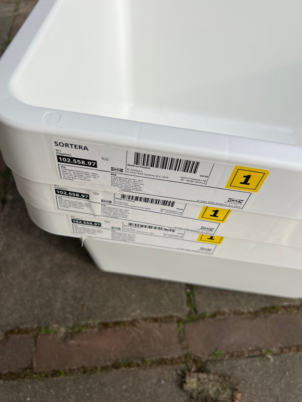 3 x sortera 37 Liter bakken ikea! Met deksel, Ophalen, Gebruikt, Bak of Kist