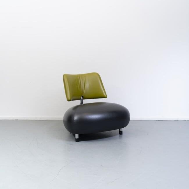 Leolux Pallone Fauteuil Zwart/Groen Leer