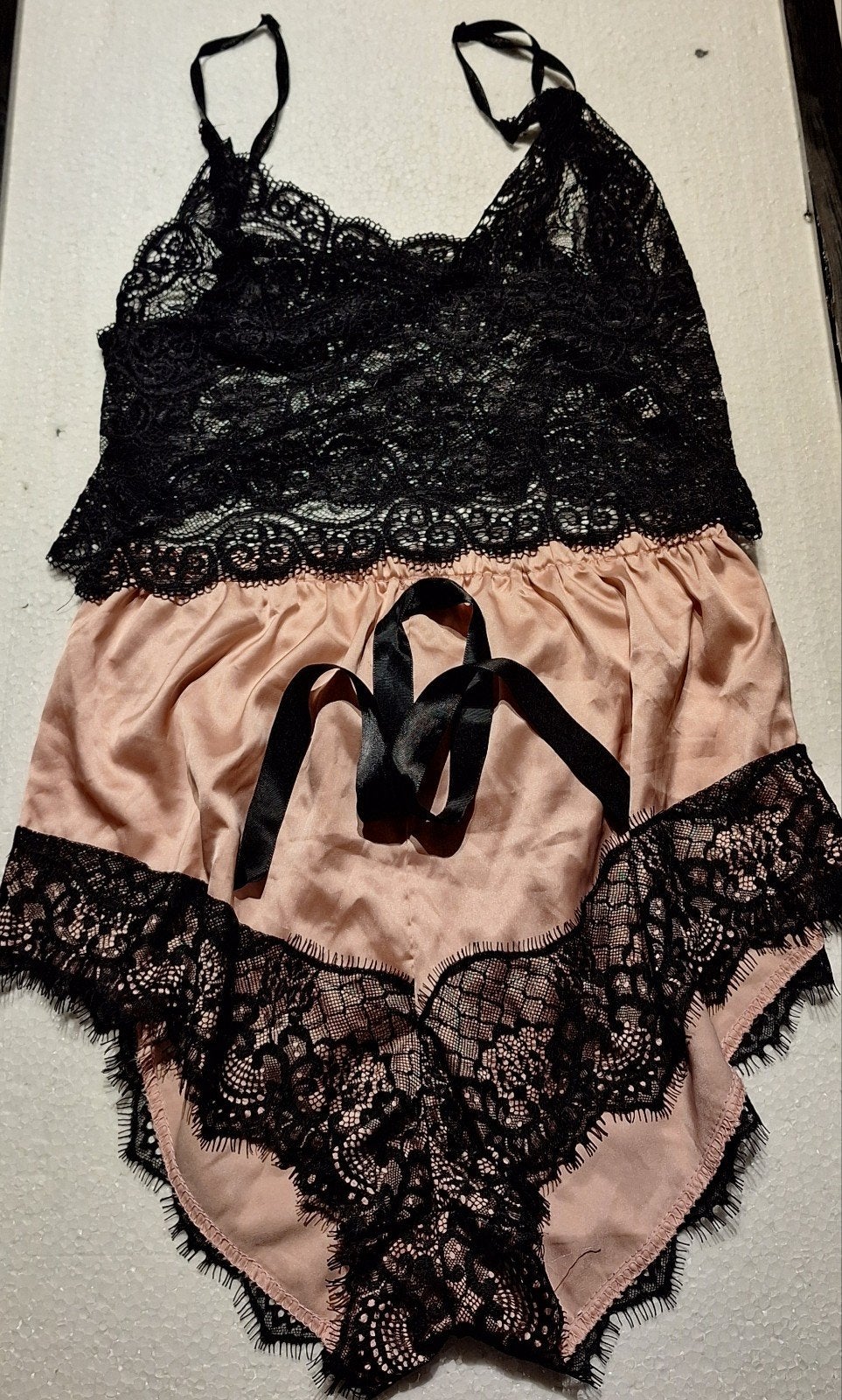 Sexy comfortabel satijnen (nacht)setje XL, Verzenden, Zwart, Setje