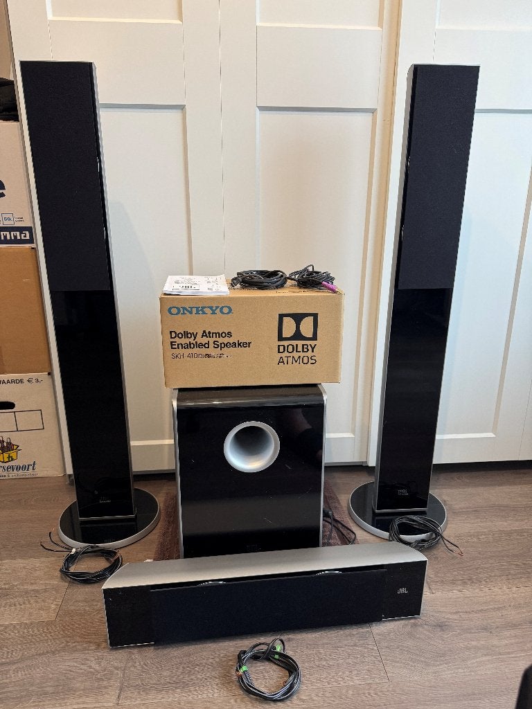 Te koop: Onkyo TX-NR646 receiver + JBL Cinema Sound set, Ophalen, Gebruikt, 120 watt of meer, Onkyo