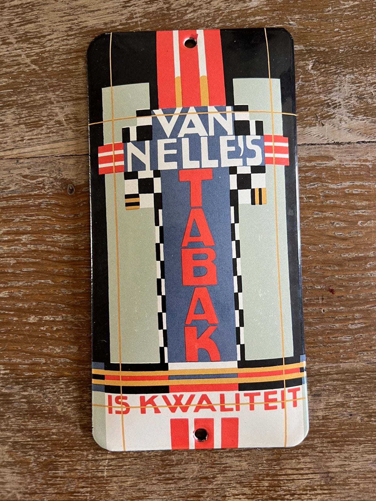 REPRODUCTIE EMAILLE DEURPOSTBORDJE VAN NELLE’S TABAK, Verzamelen, Ophalen of Verzenden, Zo goed als nieuw, Reclamebord