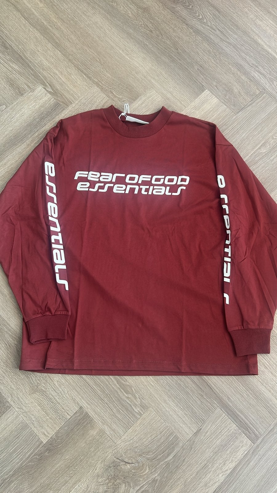 Fear of God Essentials Longsleeve - Maat S, Kleding | Heren, Ophalen of Verzenden, Zo goed als nieuw, Maat 46 (S) of kleiner, Rood