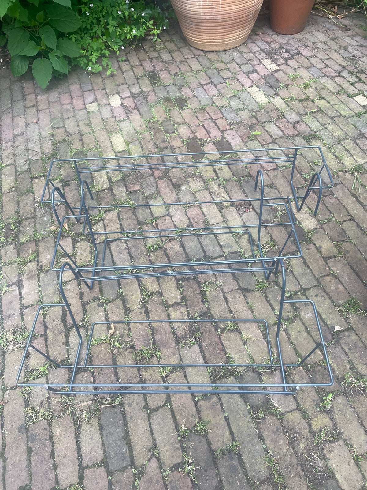 3 metalen plantenrekken voor balkon of tuin, Ophalen, Gebruikt, Minder dan 30 cm, Balkon