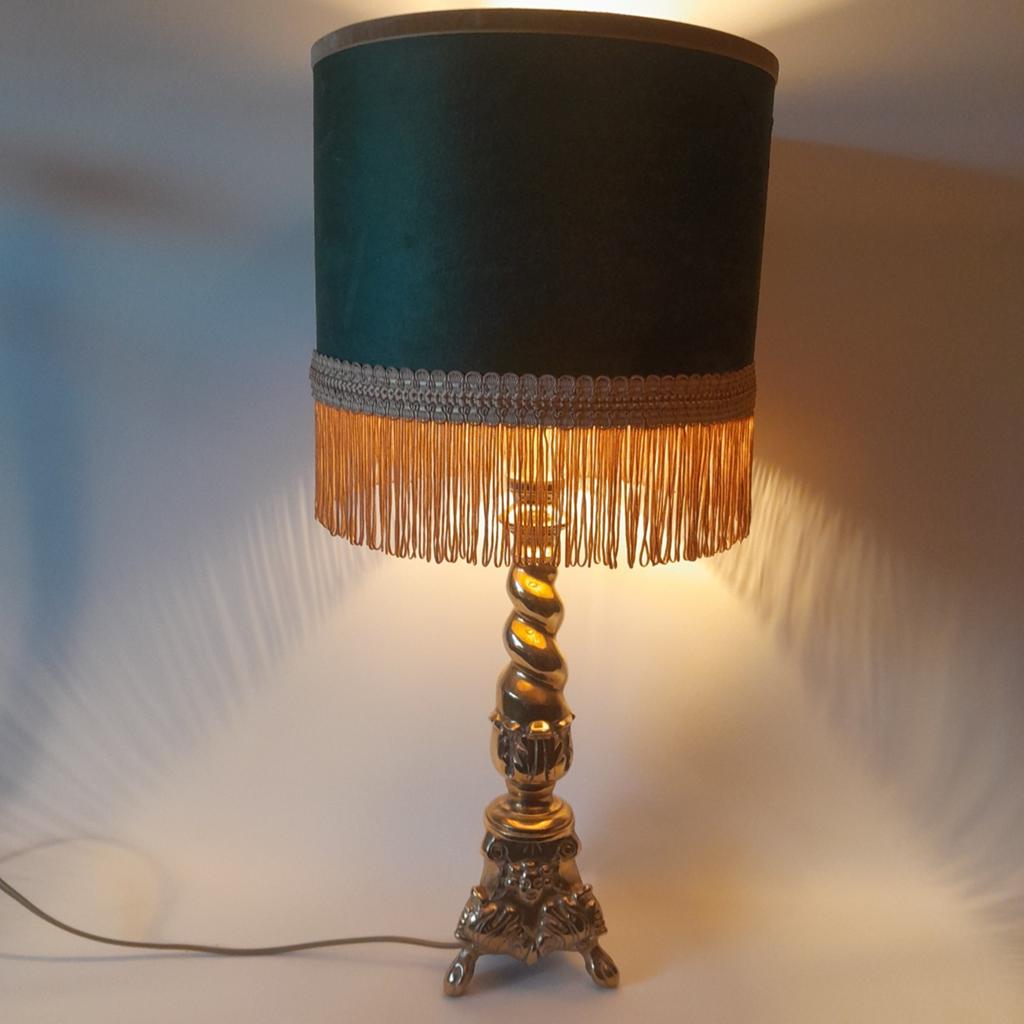 Exclusieve lamp boudoir chic groen fluweel goud franje, Ophalen of Verzenden
