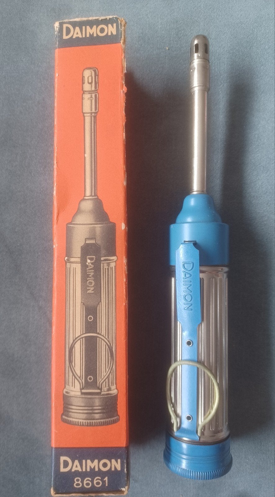 Daimon 8661 Vintage vonk batterij gasaansteker + box, Ophalen of Verzenden, Aansteker