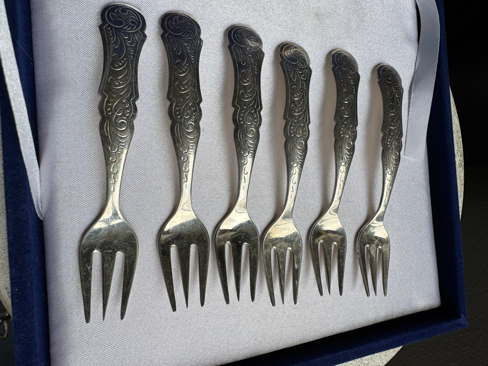 RARE BIEDERMEIER SILVERSTAD SCHOONHOVEN DUTCH DESSERT FORKS, Antiek en Kunst, Verzenden